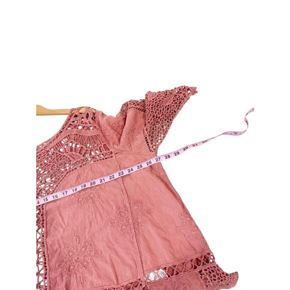 Democracy Corral Pink Crochet Beach Layering Top Boho Vacation Cotton Womens 3XL - Picture 4 of 6